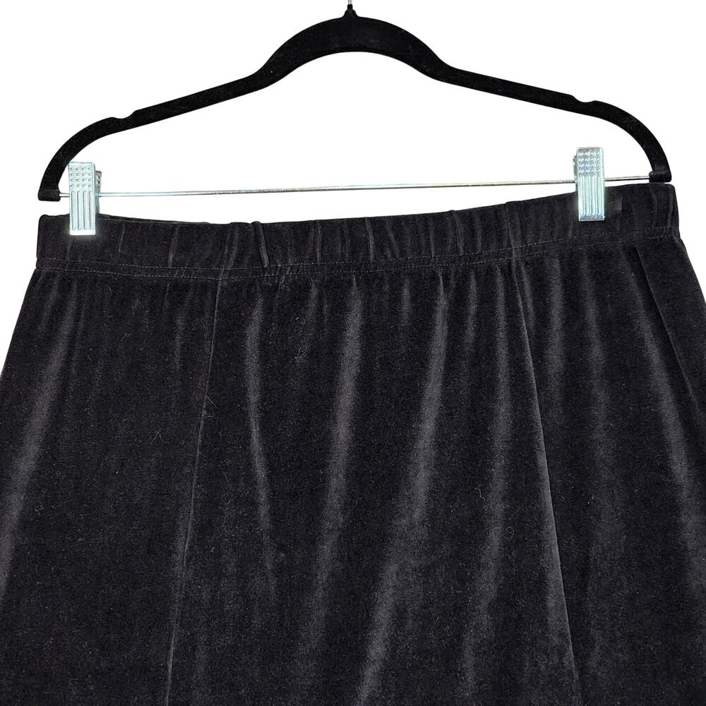 Vtg Appleseeds Velour Velvet Maxi Skirt 1x Black … - image 6